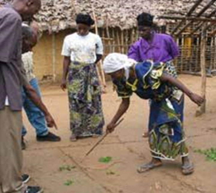 Communautés locales participant à la cartographie des ressources à l'aide d'images satellites (en haut) et à la planification sur le terrain (en bas) dans la communauté de Munguli, dans le district de Mkalama, en Tanzanie. (Crédit : NLUPC)